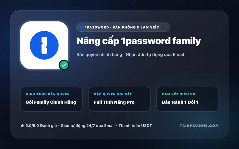 Nâng cấp 1password family