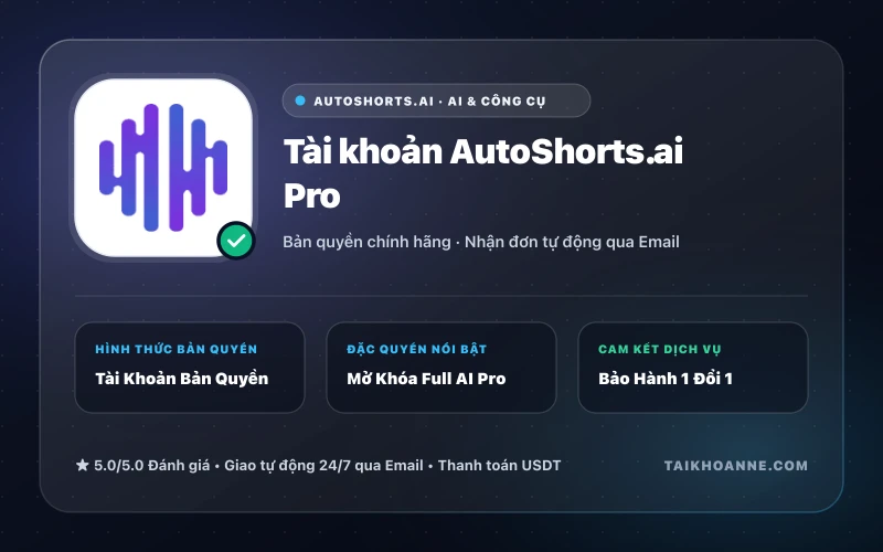 Tài khoản AutoShorts.ai Pro