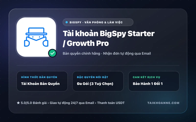Tài khoản BigSpy Starter / Growth Pro