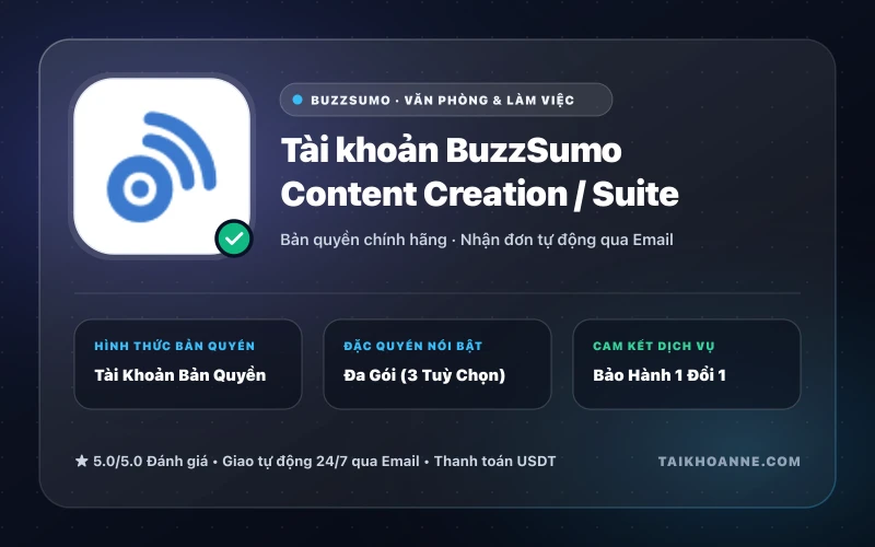 Tài khoản BuzzSumo Content Creation / Suite