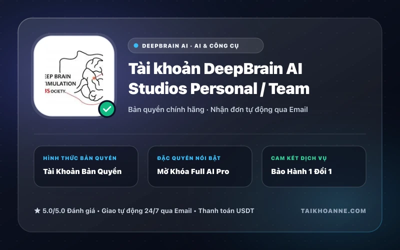 Tài khoản DeepBrain AI Studios Personal / Team