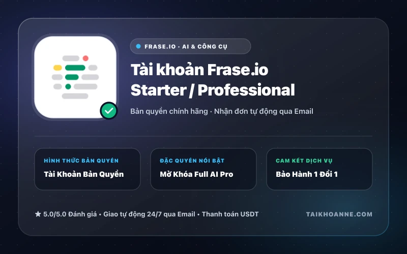 Tài khoản Frase.io Starter / Professional
