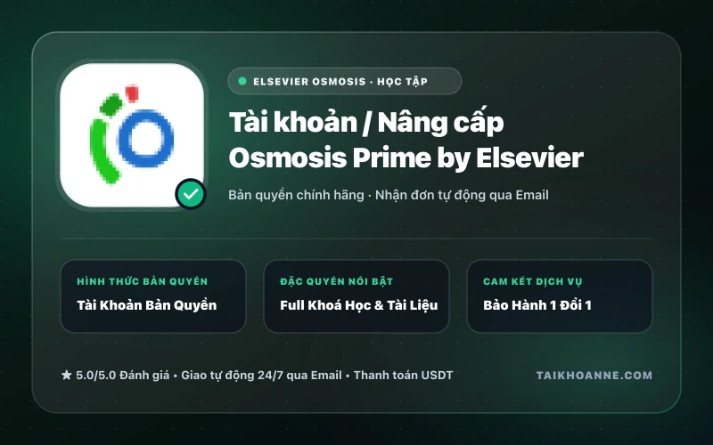Tài khoản / Nâng cấp Osmosis Prime by Elsevier