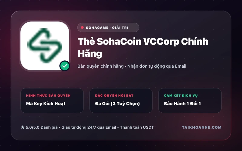 Thẻ SohaCoin VCCorp Chính Hãng