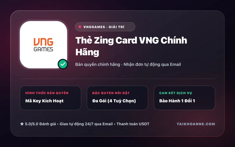 Thẻ Zing Card VNG Chính Hãng