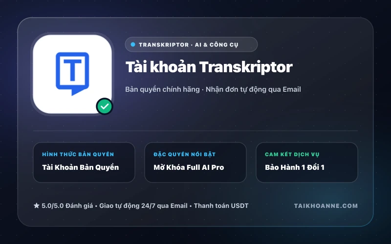 Tài khoản Transkriptor